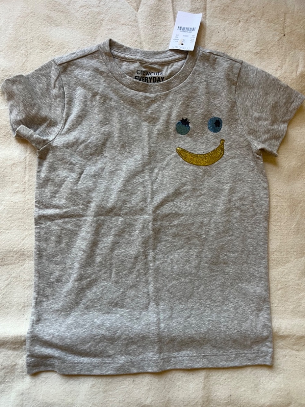 Crewcuts banana face glitter T-shirt NWT (6-7)